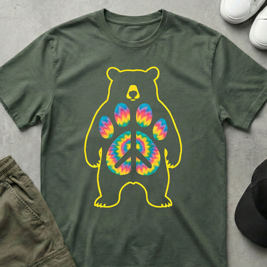 Printify Teddy-Bear Peace Bear T-Shirt Military Green / S