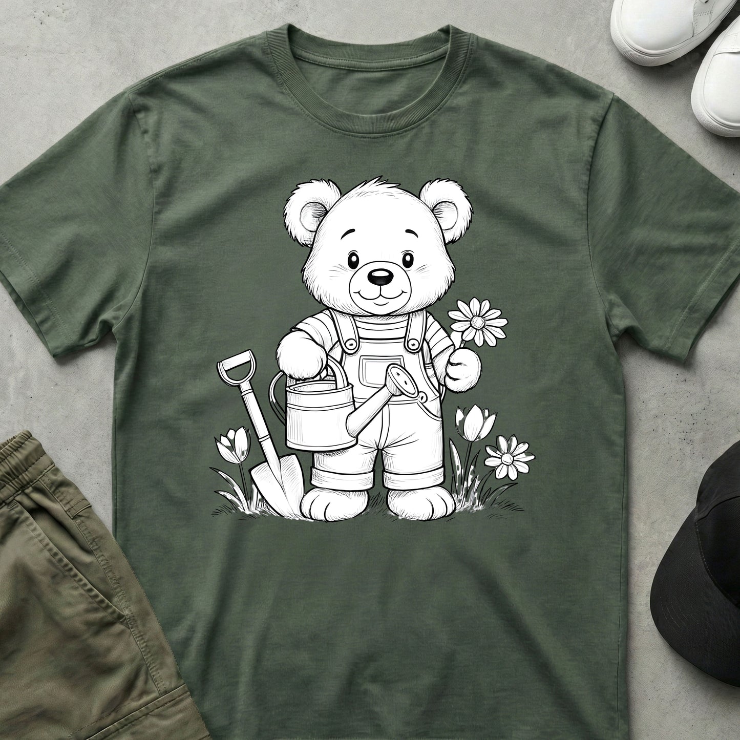 Printify Teddy-Bear Teddy Gardener T-Shirt Military Green / S
