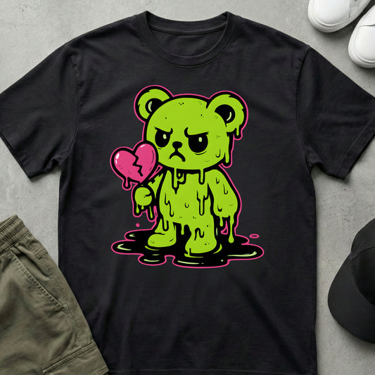 Cool Teds Teddy-Bear Melted Heart T-Shirt Black / S