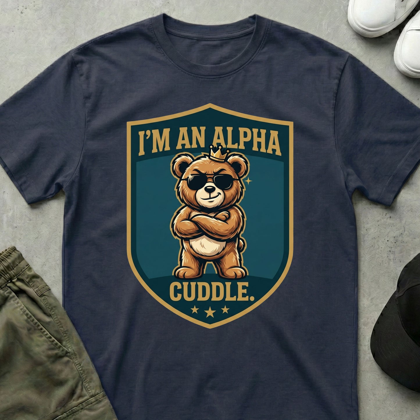 Cool Teds Teddy-Bear Alpha Cuddle T-Shirt Navy / S