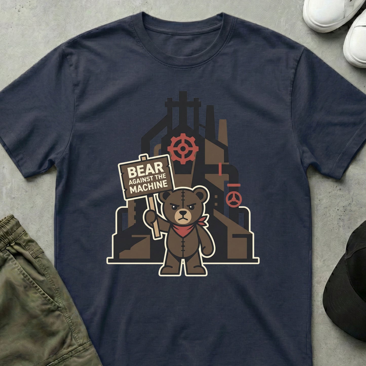Cool Teds Teddy-Bear Bear Against The Machine T-Shirt Navy / S