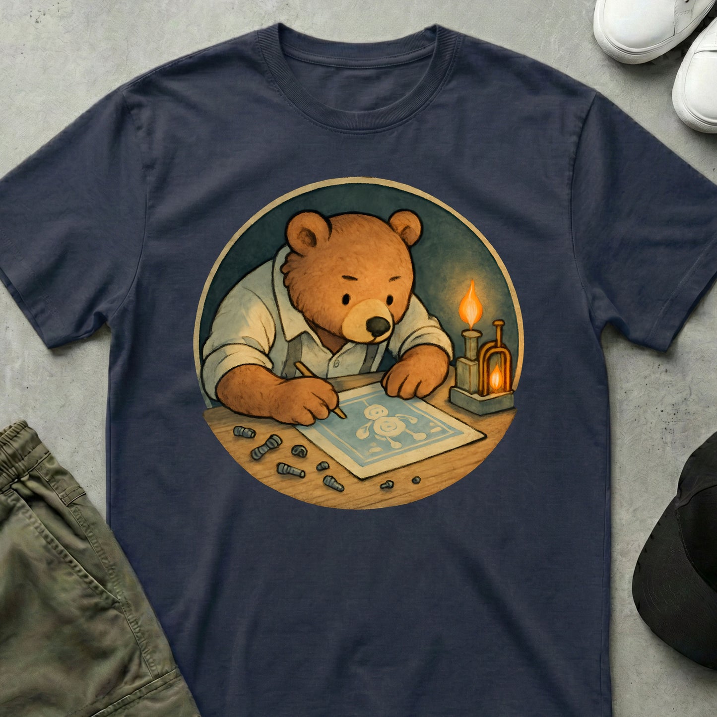 Printify Teddy-Bear Teddy the Inventor T-Shirt Navy / S