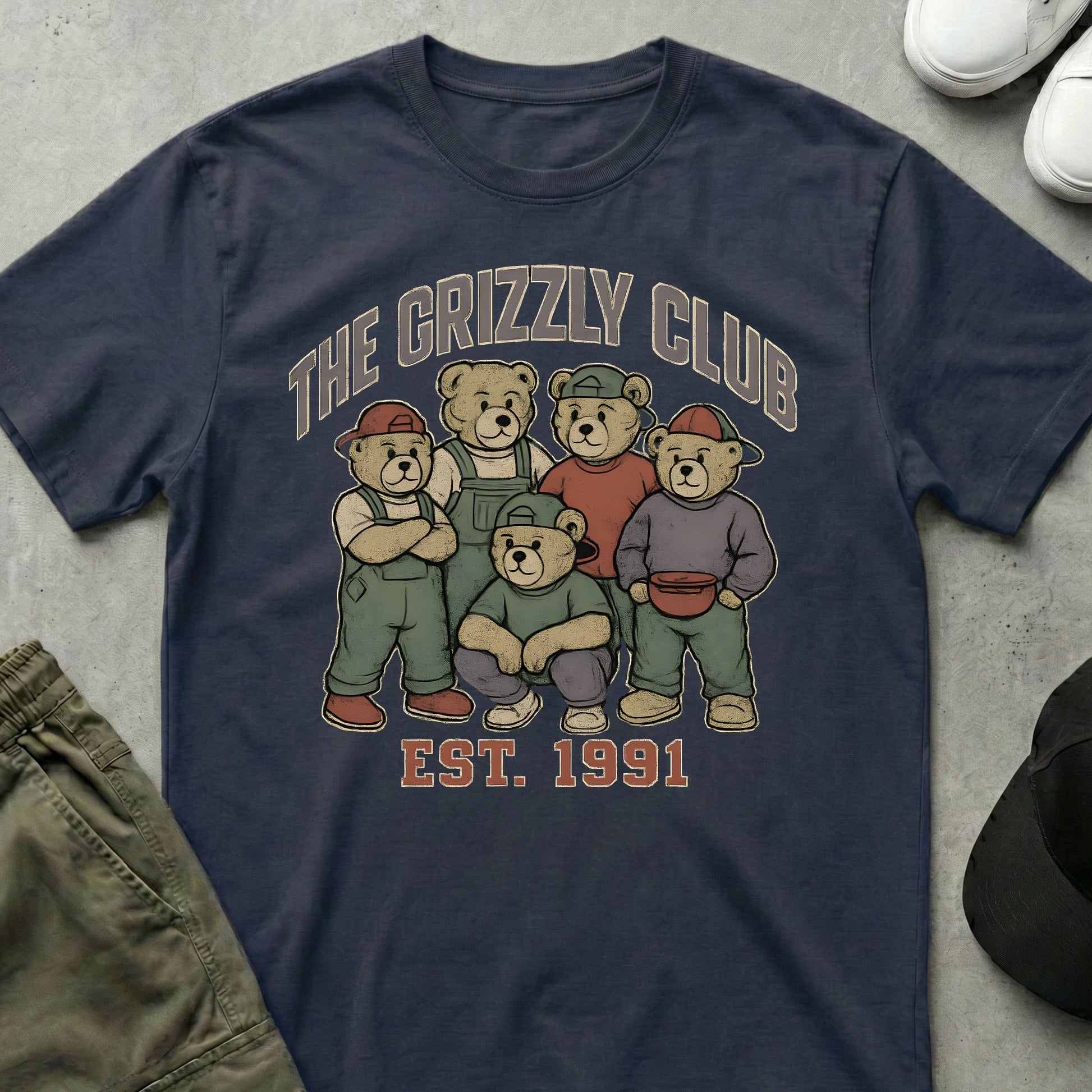 Cool Teds Teddy-Bear The Grizzly Club T-Shirt Navy / S