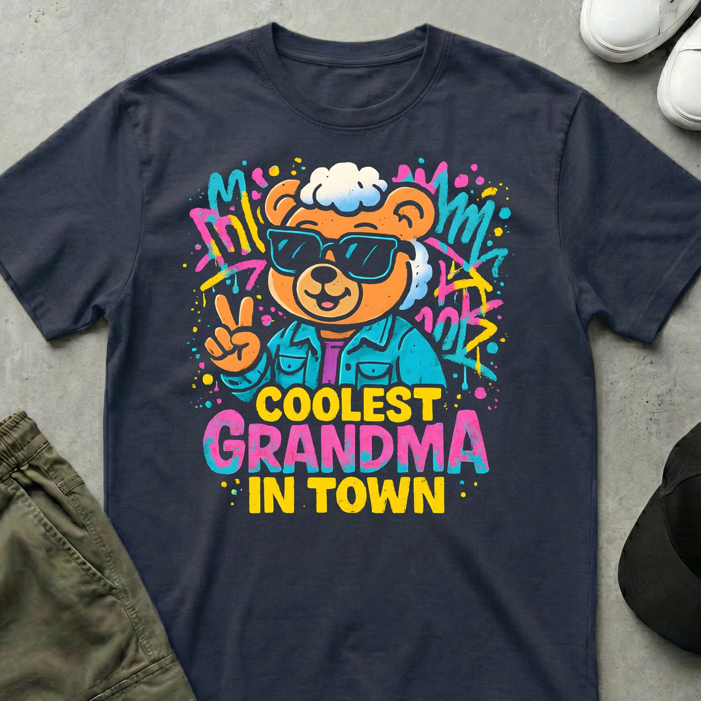 Cool Teds Teddy-Bear Groovy Grandma T-Shirt Navy / S