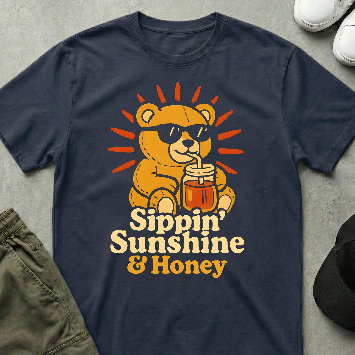 Printify Teddy-Bear Sunshine & Honey T-Shirt Navy / S