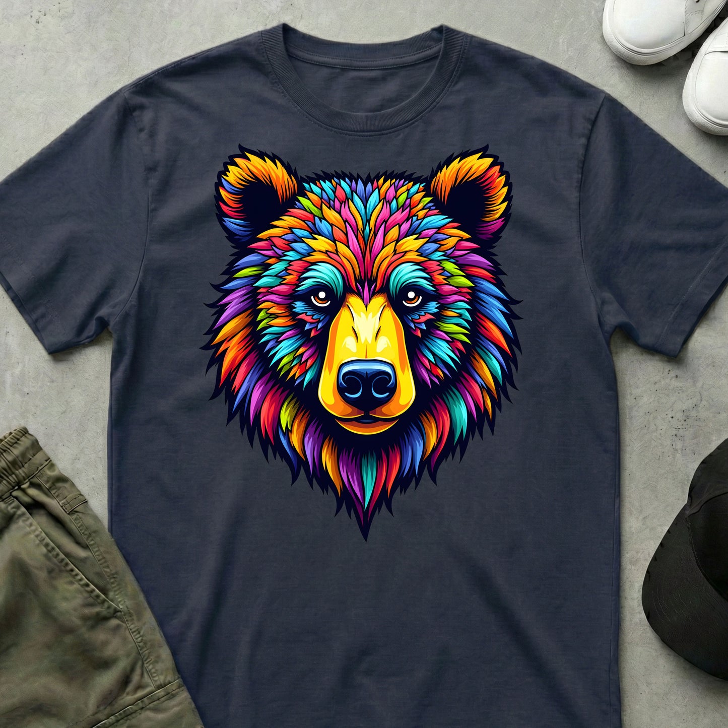 Psychedelic Bear T-Shirt Navy