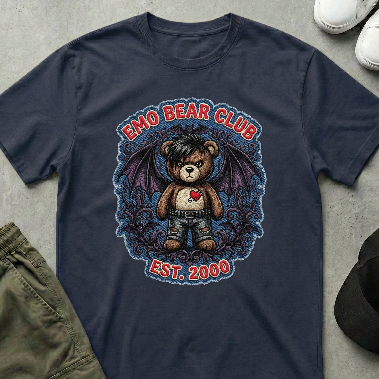 Cool Teds Teddy-Bear Emo Bear Club T-Shirt Navy / S