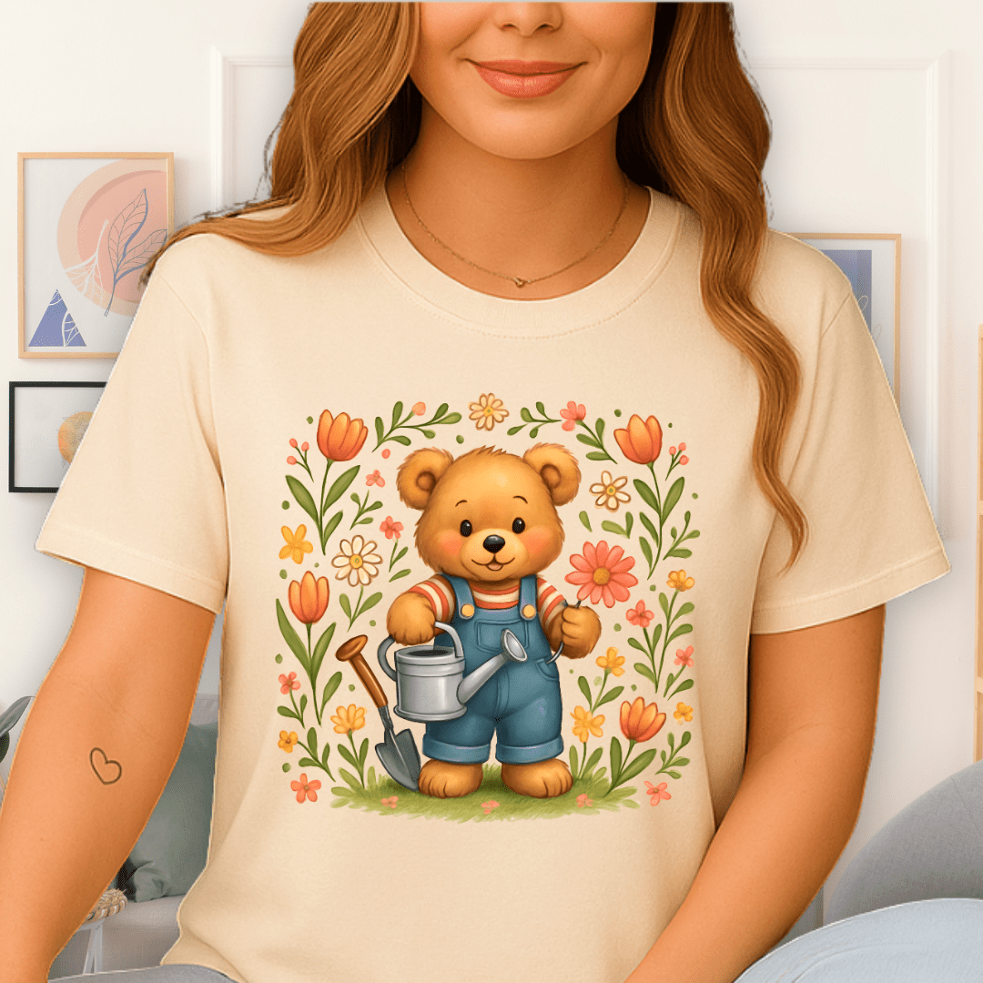 Cool Teds Teddy-Bear Happy Gardener T-Shirt Natural / S
