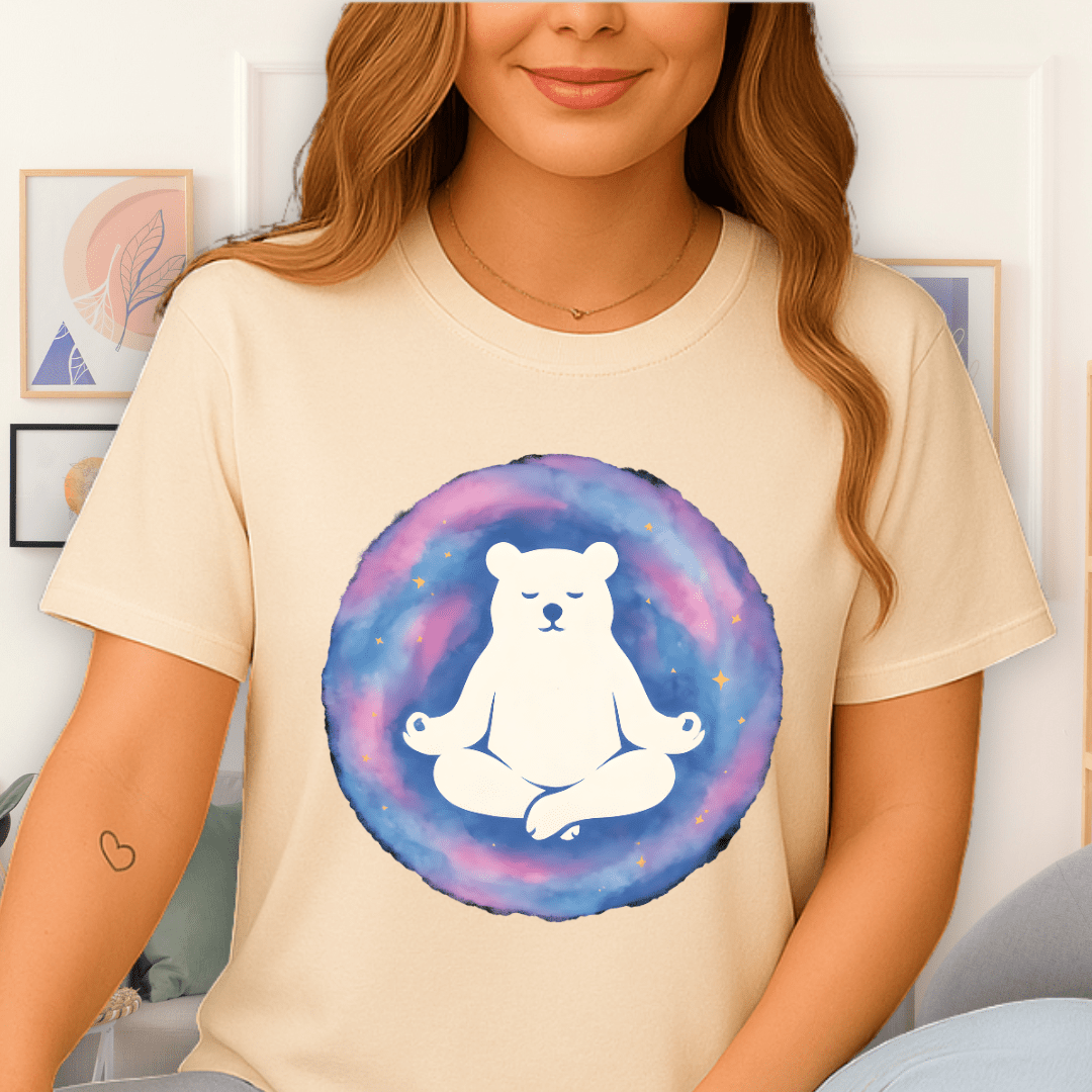 Cool Teds Teddy-Bear Om Yoga T-Shirt Natural / S