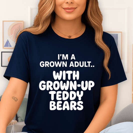 Cool Teds Teddy-Bear Grown-Up Bears T-Shirt Navy / S