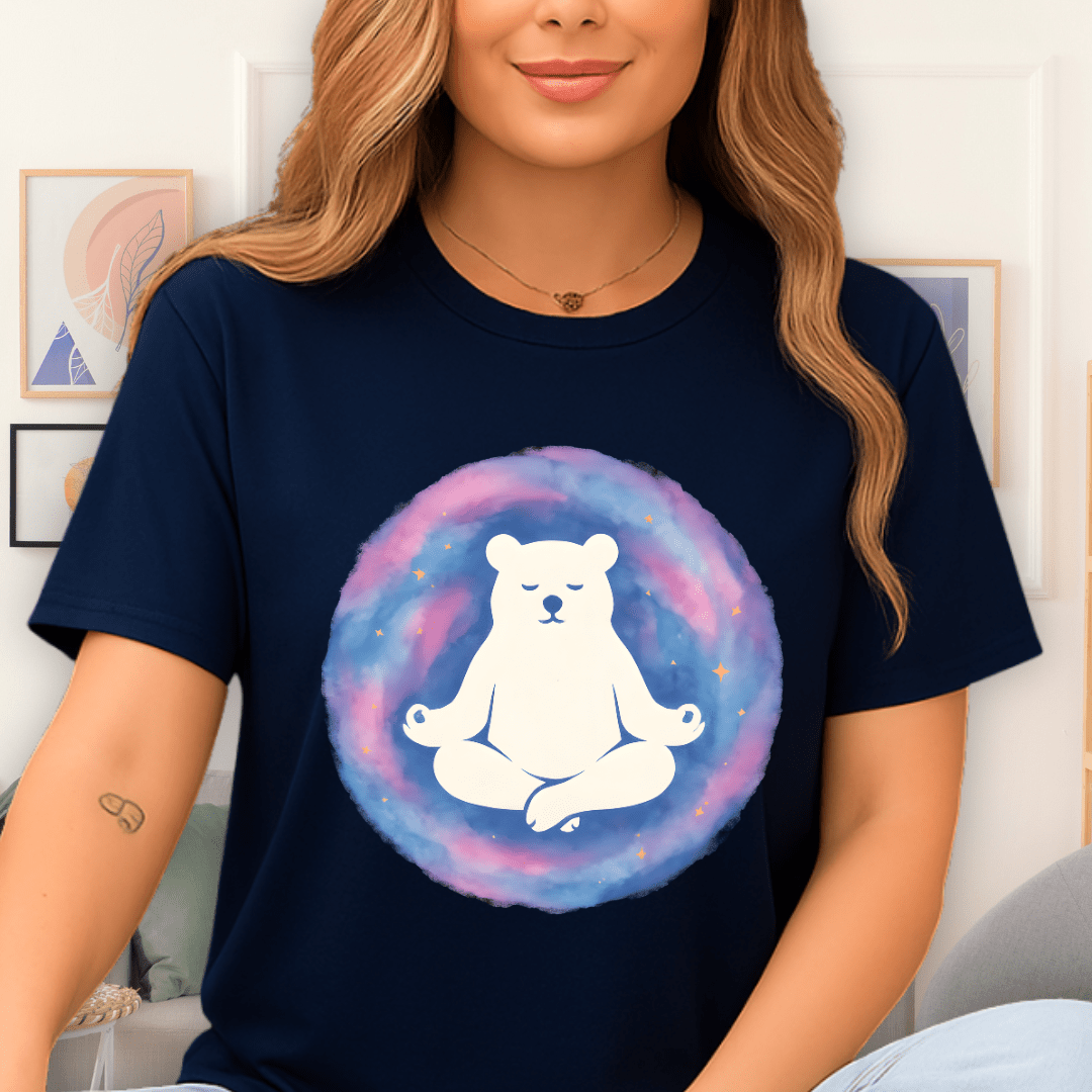 Cool Teds Teddy-Bear Om Yoga T-Shirt Navy / S