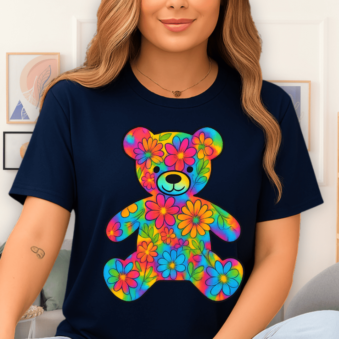 Cool Teds Teddy-Bear Flowery Friend T-Shirt Navy / S