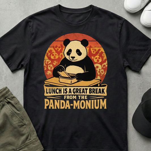 Cool Teds Teddy-Bear Panda Lunch T-Shirt Black / S