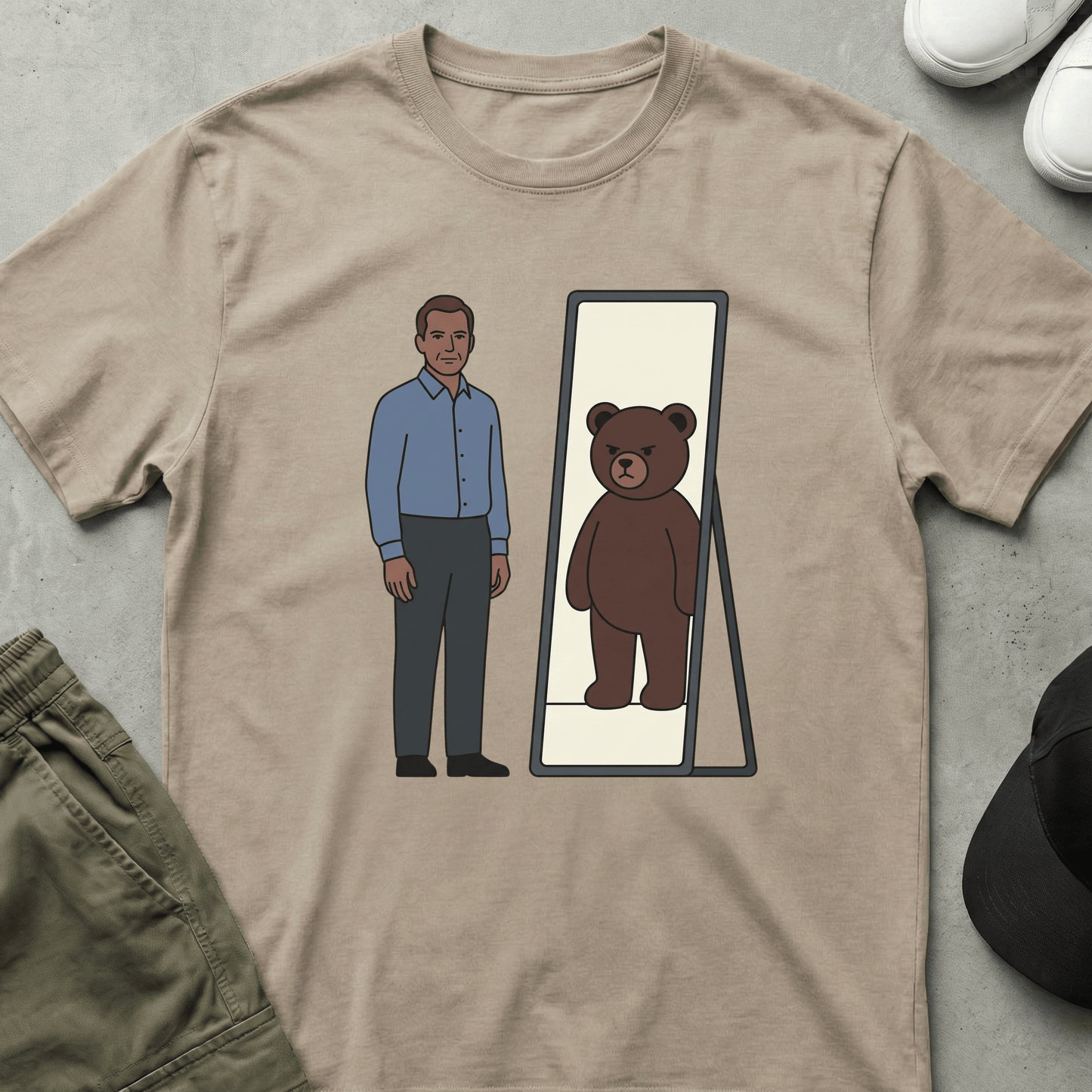 Man in the Mirror T-Shirt Sand