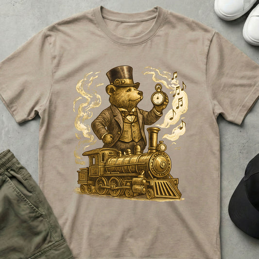 Steampunk Steam Train T-Shirt Sand