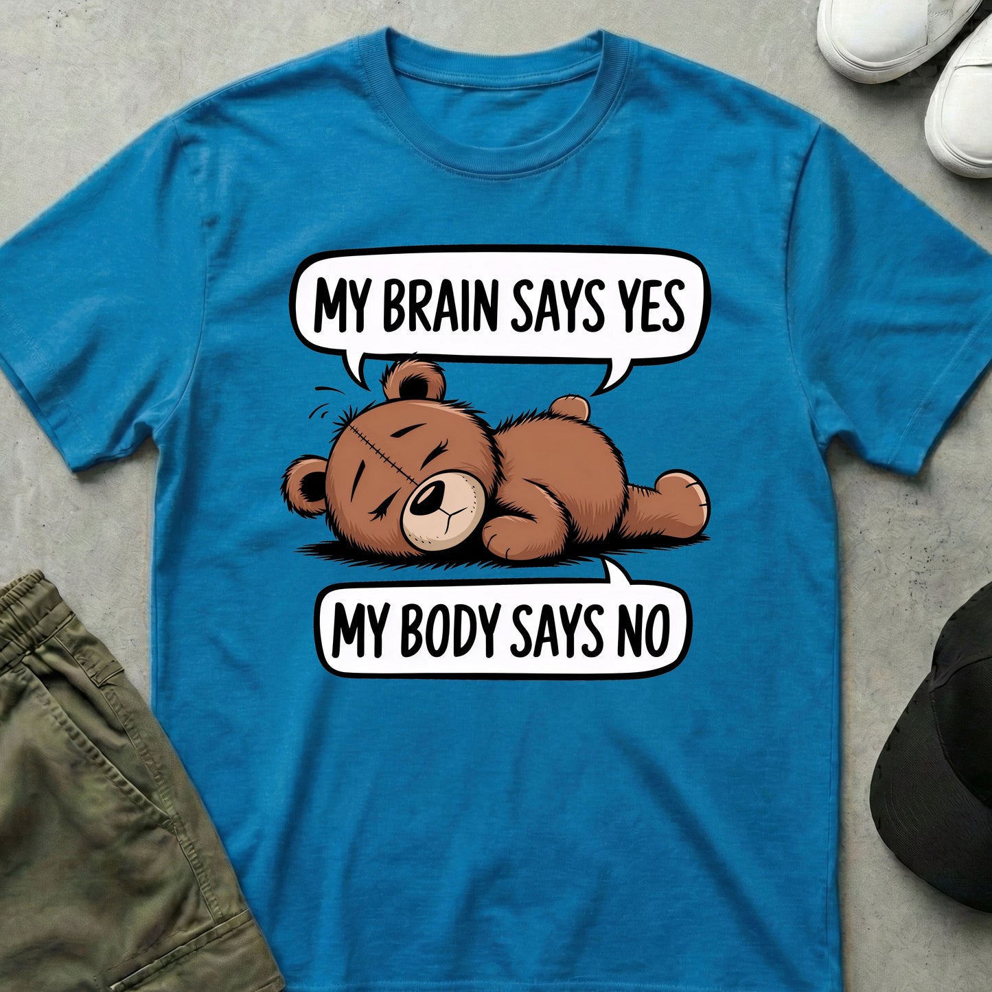 Cool Teds Teddy-Bear My Brain says Yes T-Shirt Sapphire / S