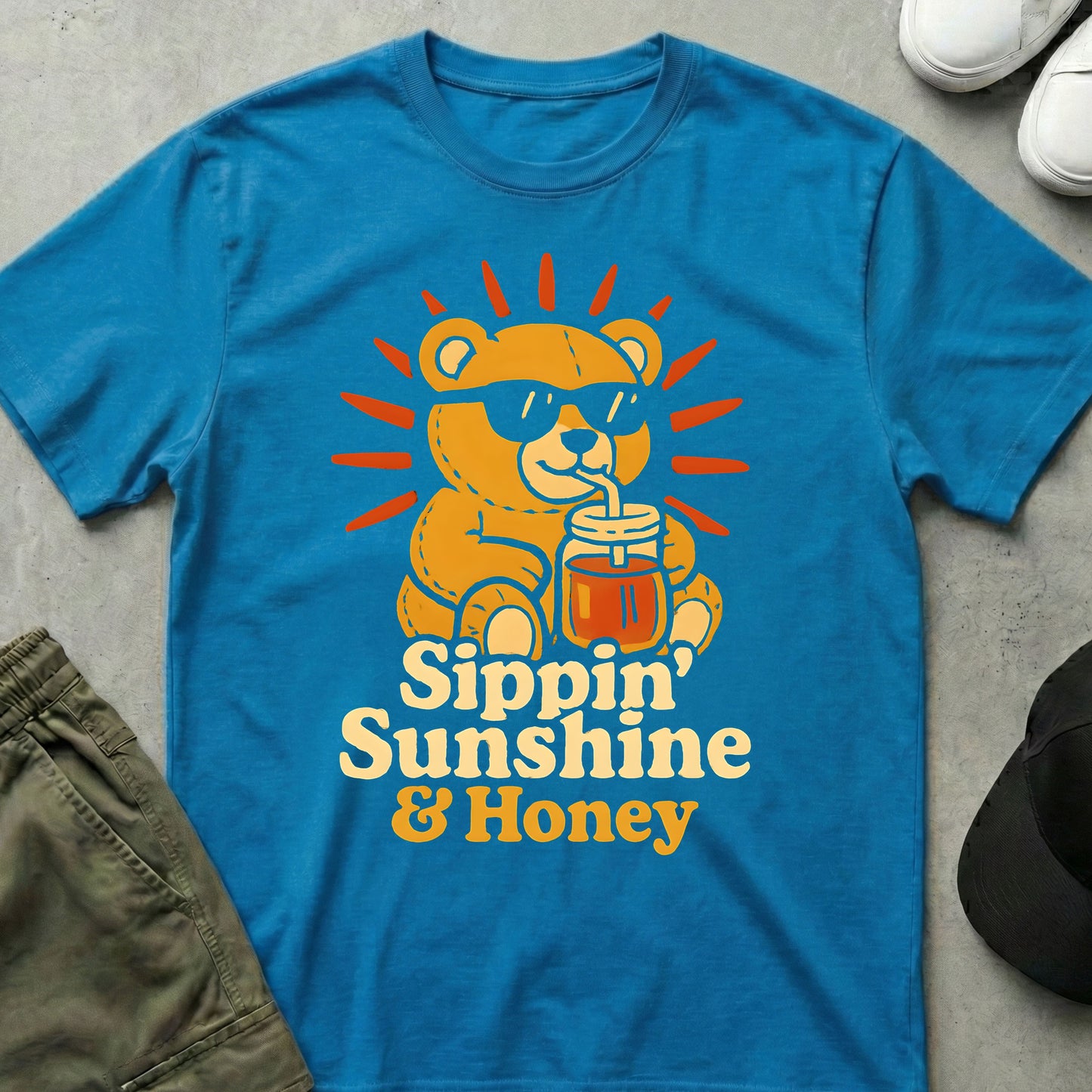 Printify Teddy-Bear Sunshine & Honey T-Shirt Sapphire / S