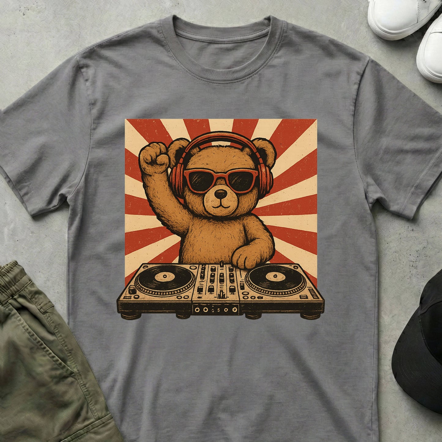 DJ Bear T-Shirt Sport Grey