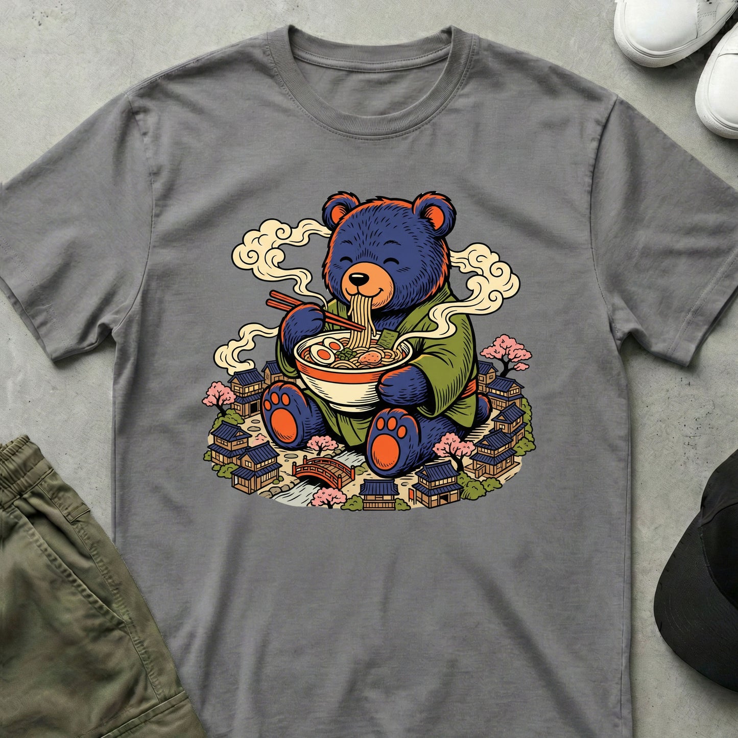 Ramen Bear T-Shirt Sport Grey