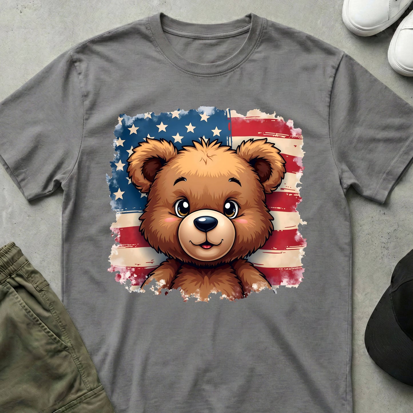 Cool Teds Teddy-Bear The Patriot T-Shirt Sport Grey / S