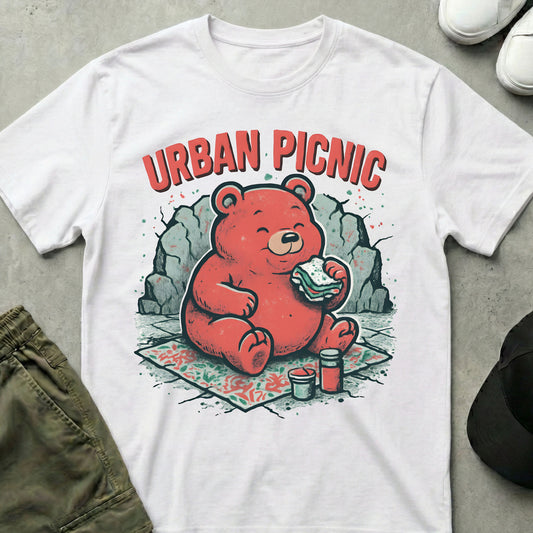 Cool Teds Teddy-Bear Urban Picnic T-Shirt White / S