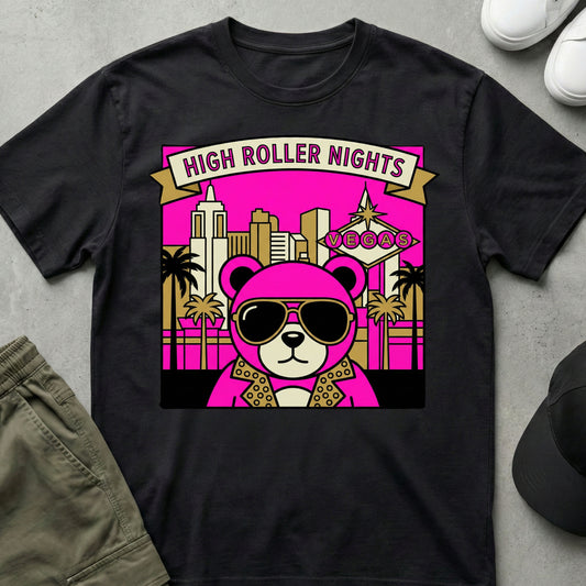 Cool Teds Teddy-Bear Vegas High Roller T-Shirt Black / S