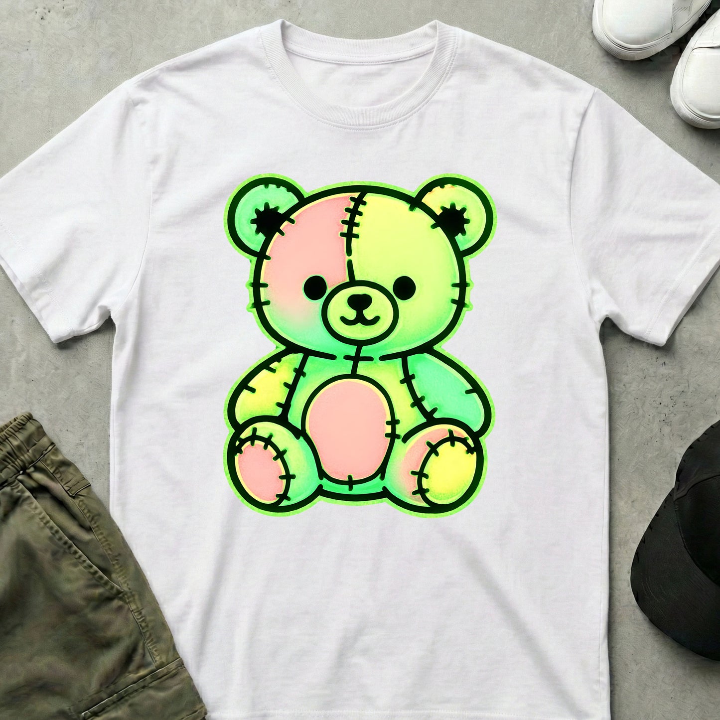 Cool Teds Teddy-Bear Kawaii Glow T-Shirt White / S
