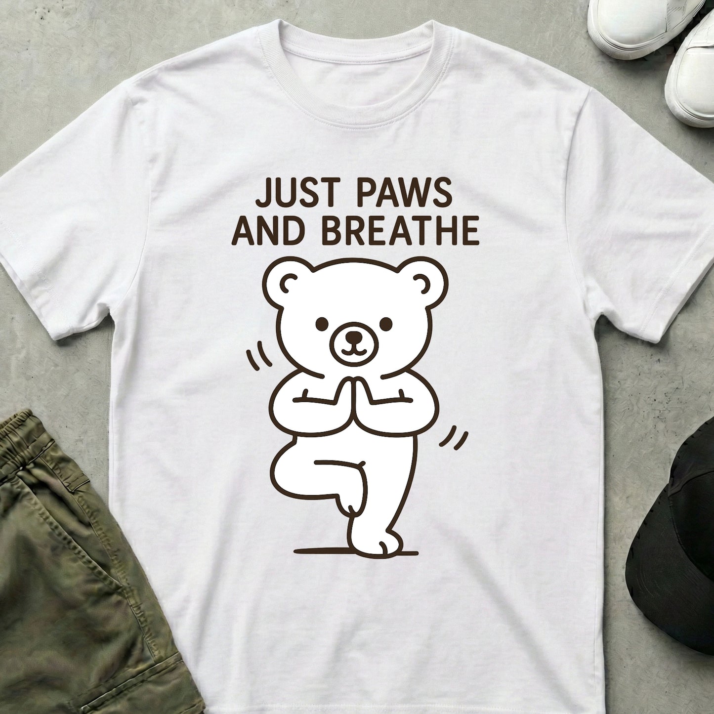 Cool Teds Teddy-Bear Yoga Chill T-Shirt White / S