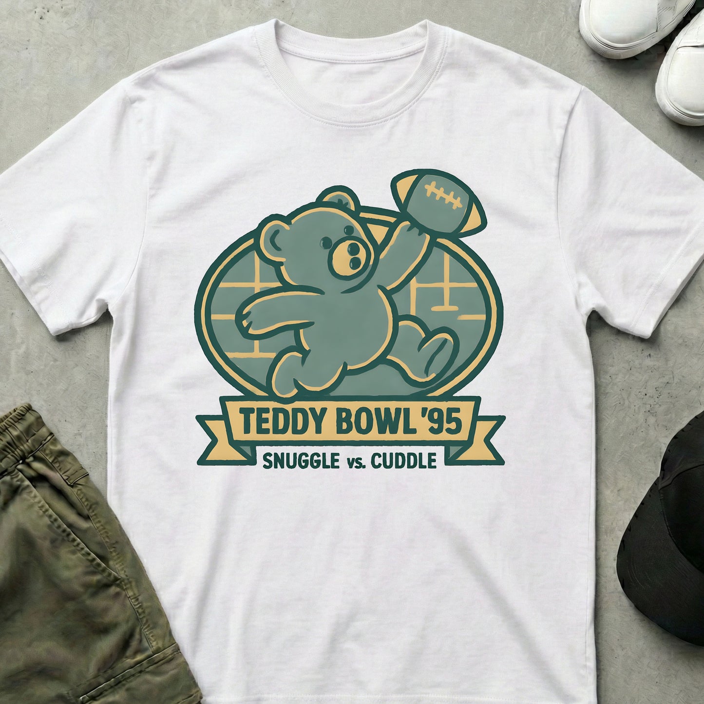 Printify Teddy-Bear Teddy Bowl T-Shirt White / S