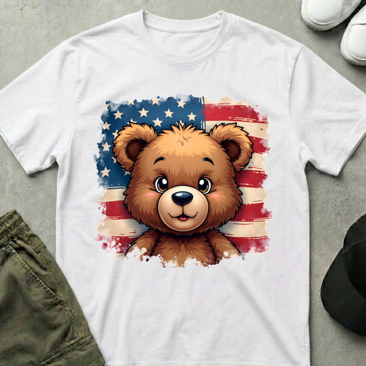 Cool Teds Teddy-Bear The Patriot T-Shirt White / S