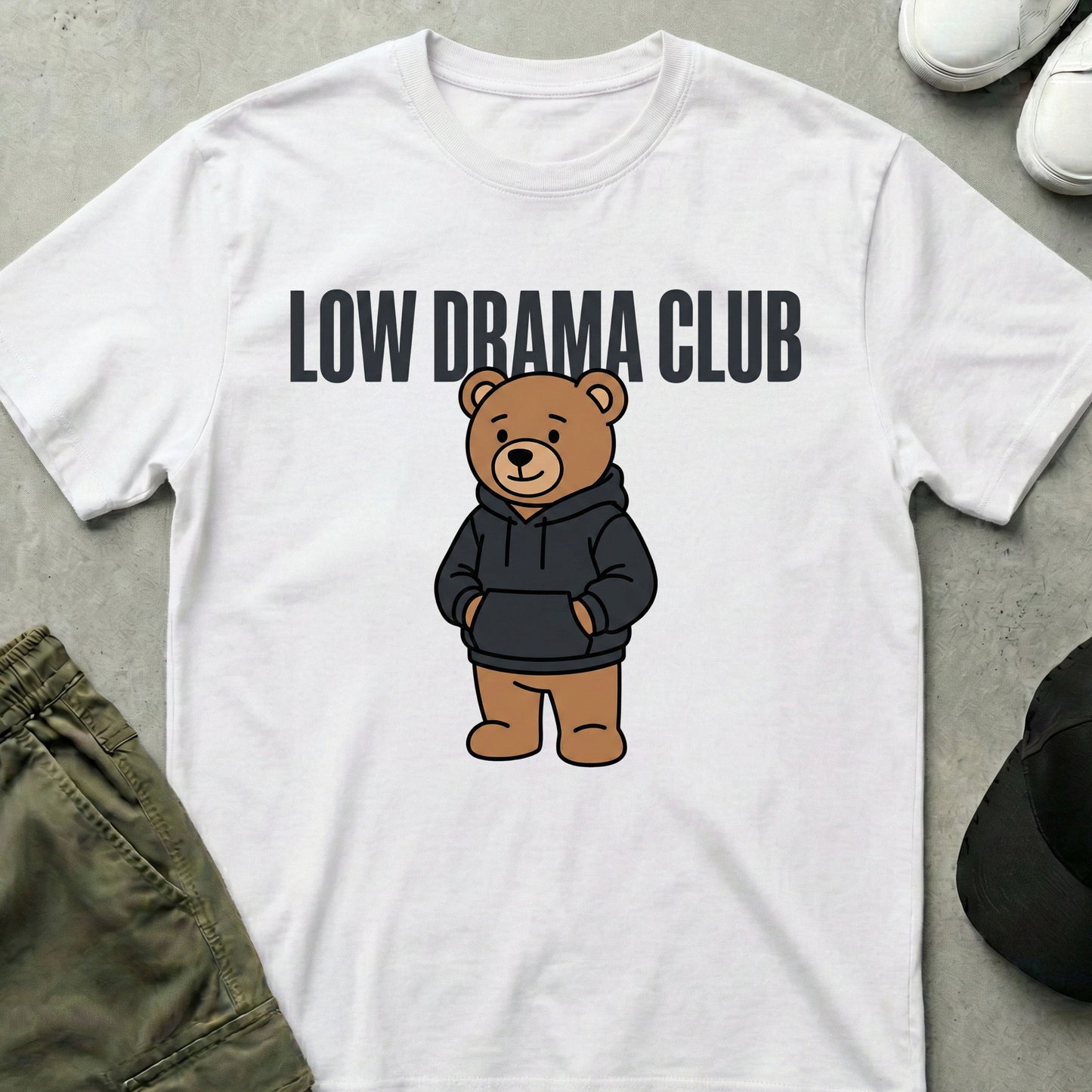 Cool Teds Teddy-Bear Low Drama Club T-Shirt White / S