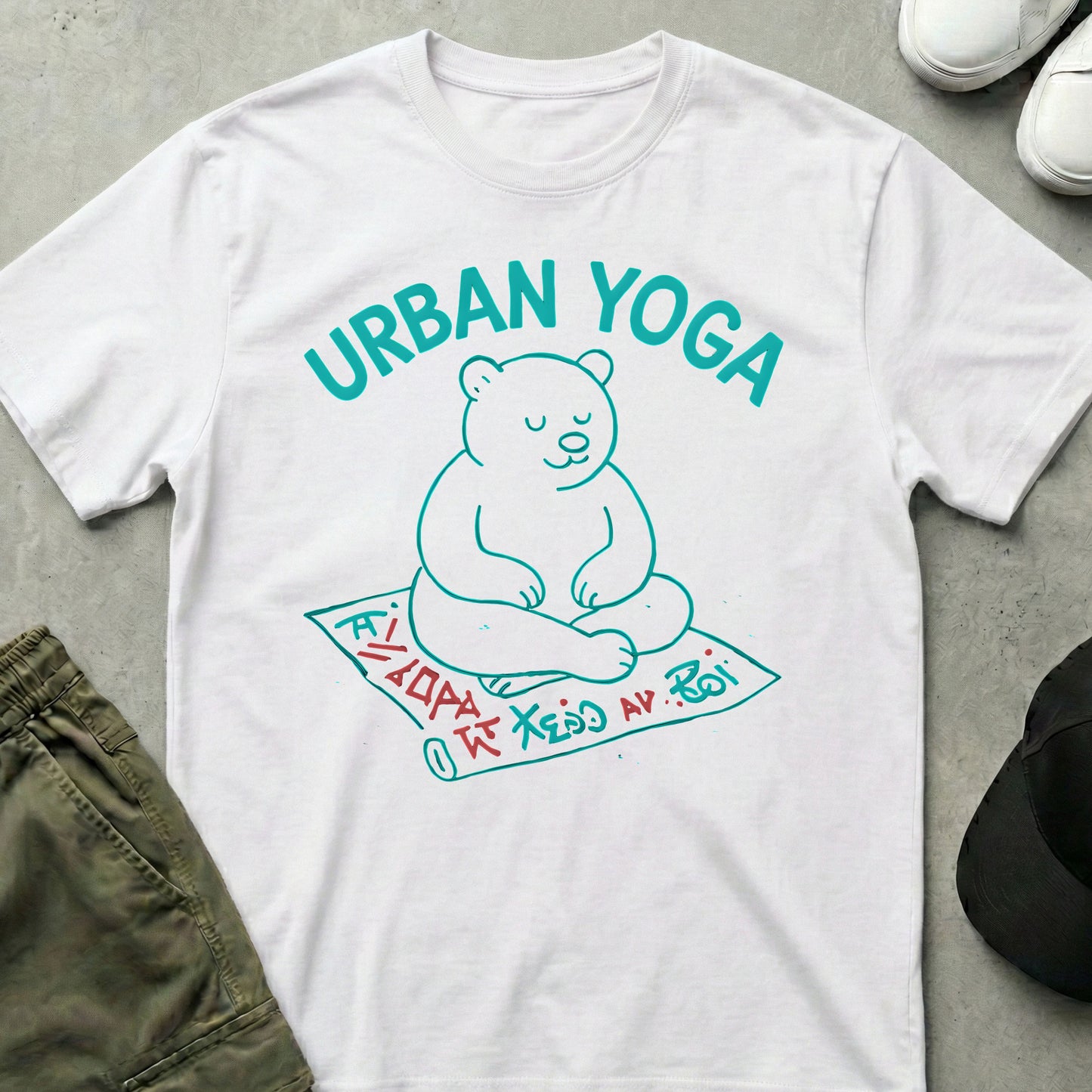 Printify Teddy-Bear Urban Yoga T-Shirt White / S