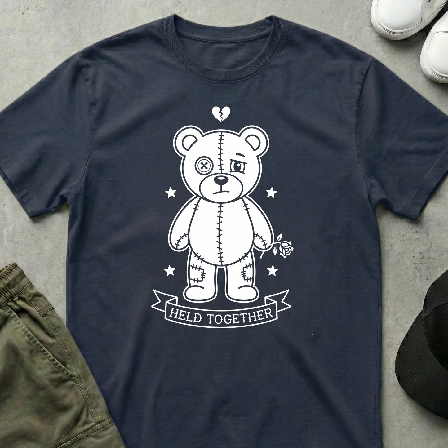 Cool Teds Teddy-Bear Held Together T-Shirt Navy / S