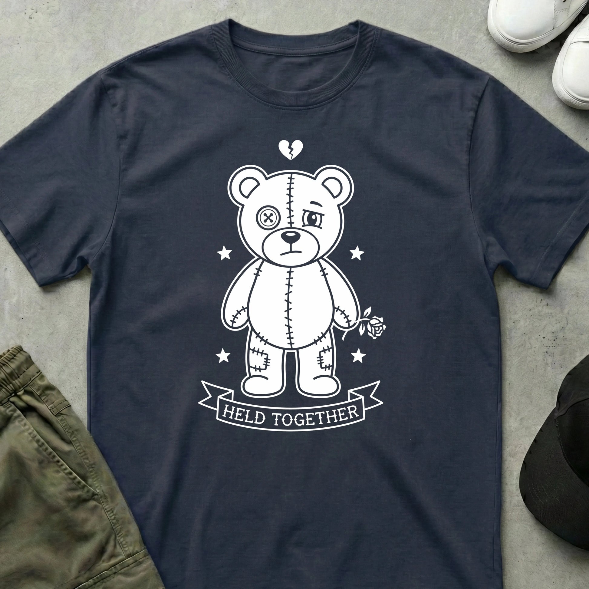Cool Teds Teddy-Bear Held Together T-Shirt Navy / S