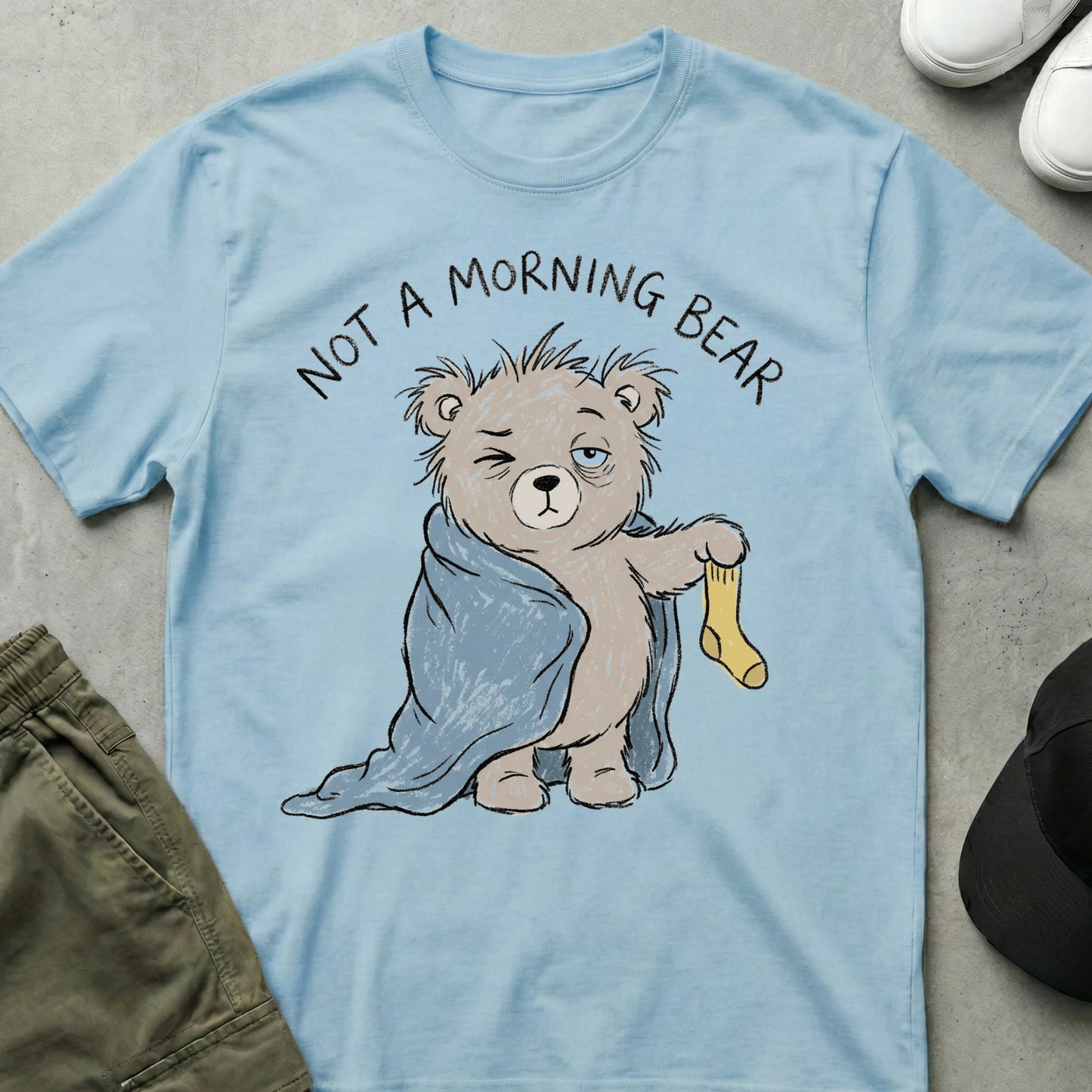 Not a Morning Bear T-shirt Light Blue