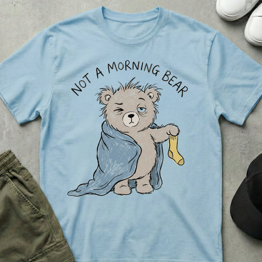 Not a Morning Bear T-shirt Light Blue