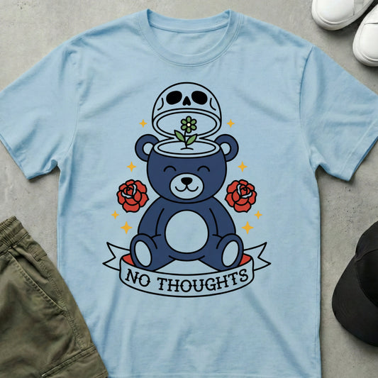 No Thoughts T-shirt Light Blue
