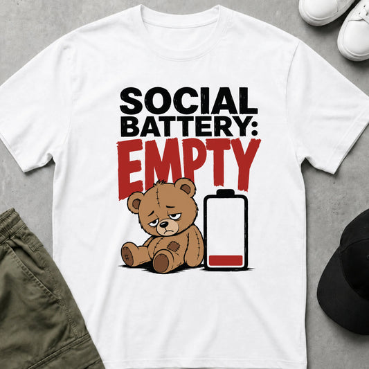 Cool Teds Teddy-Bear Anti-social T-Shirt White / S