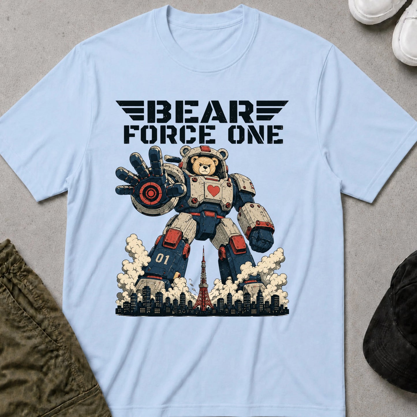 Cool Teds Teddy-Bear Bear Force One T-Shirt Light Blue / S