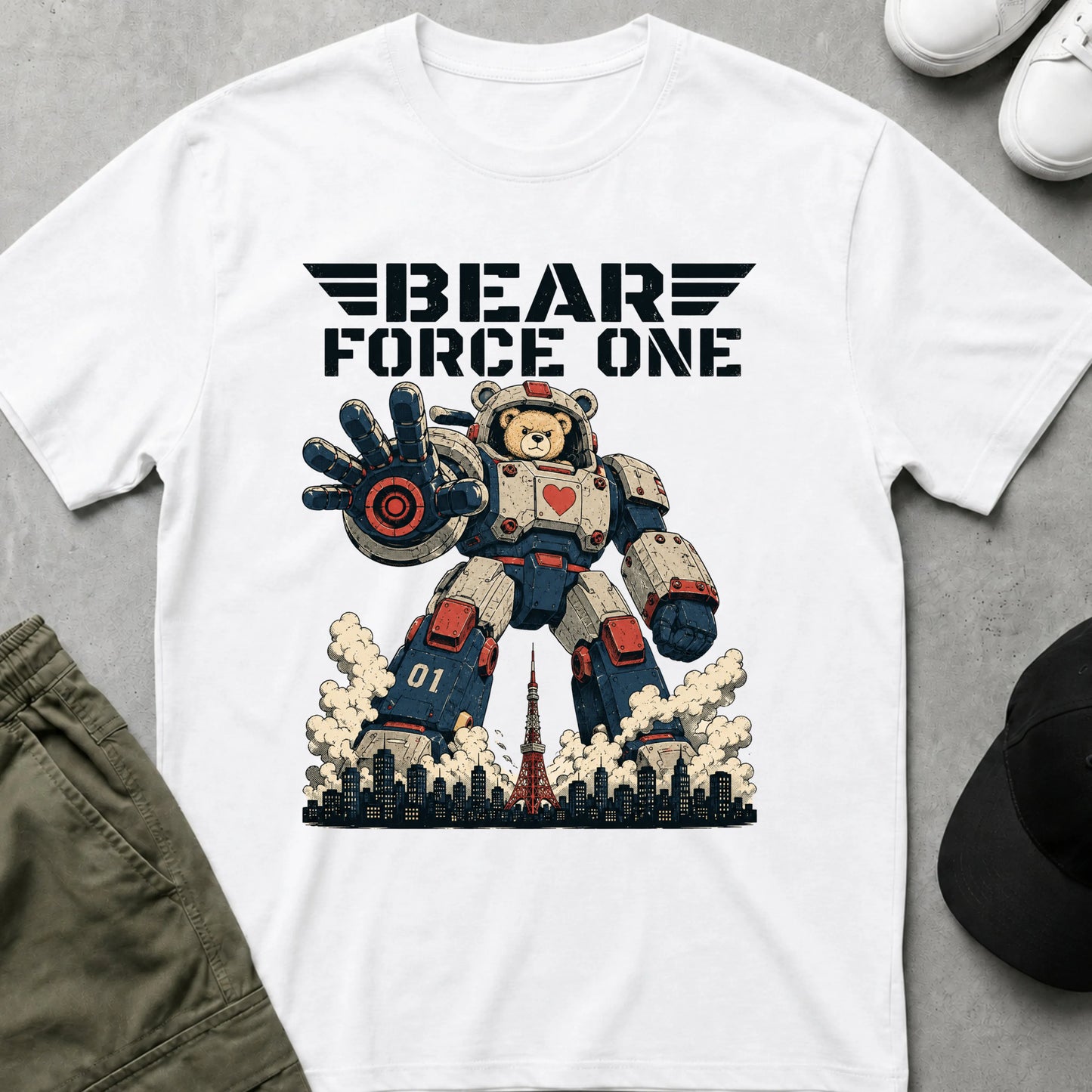 Cool Teds Teddy-Bear Bear Force One T-Shirt White / S