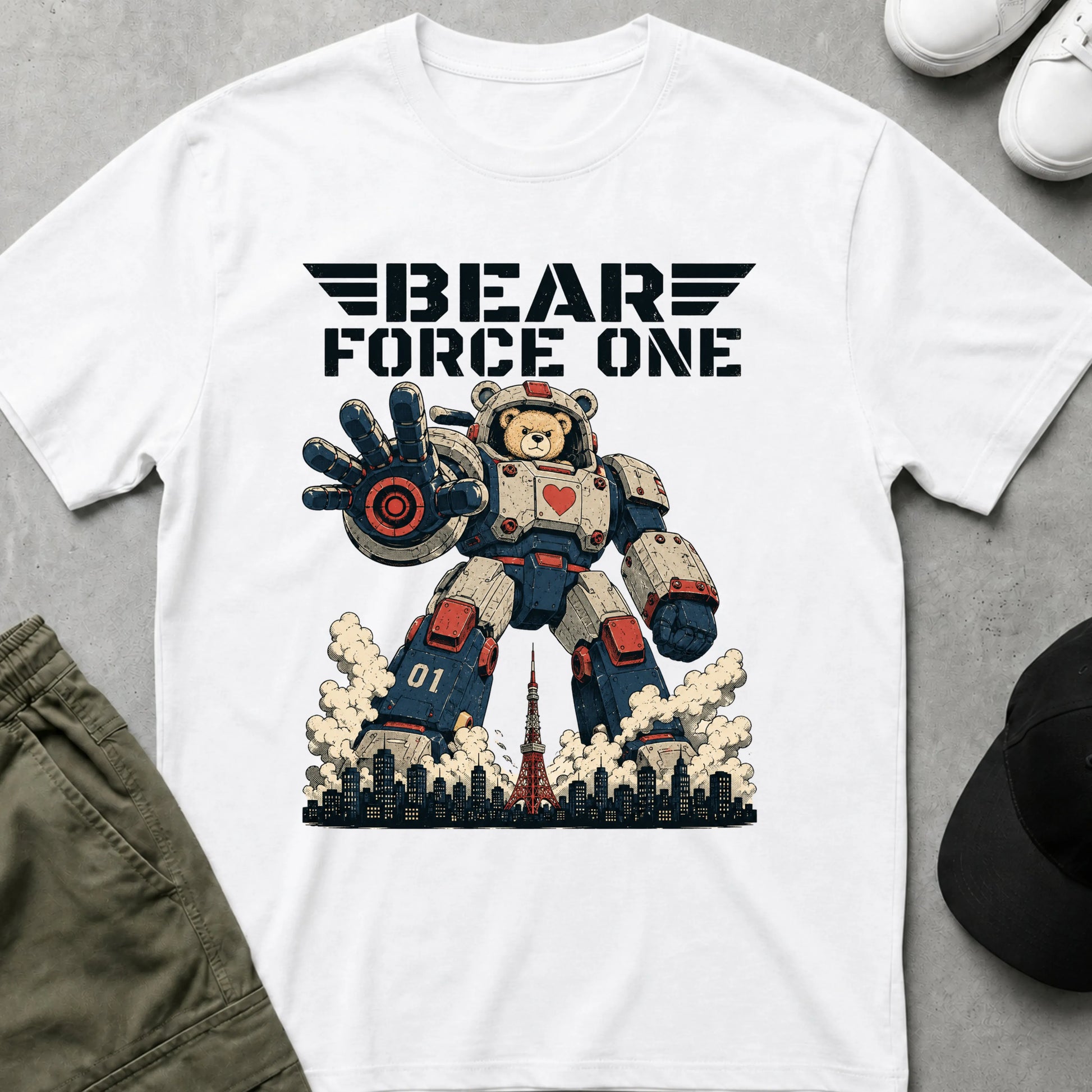 Cool Teds Teddy-Bear Bear Force One T-Shirt White / S