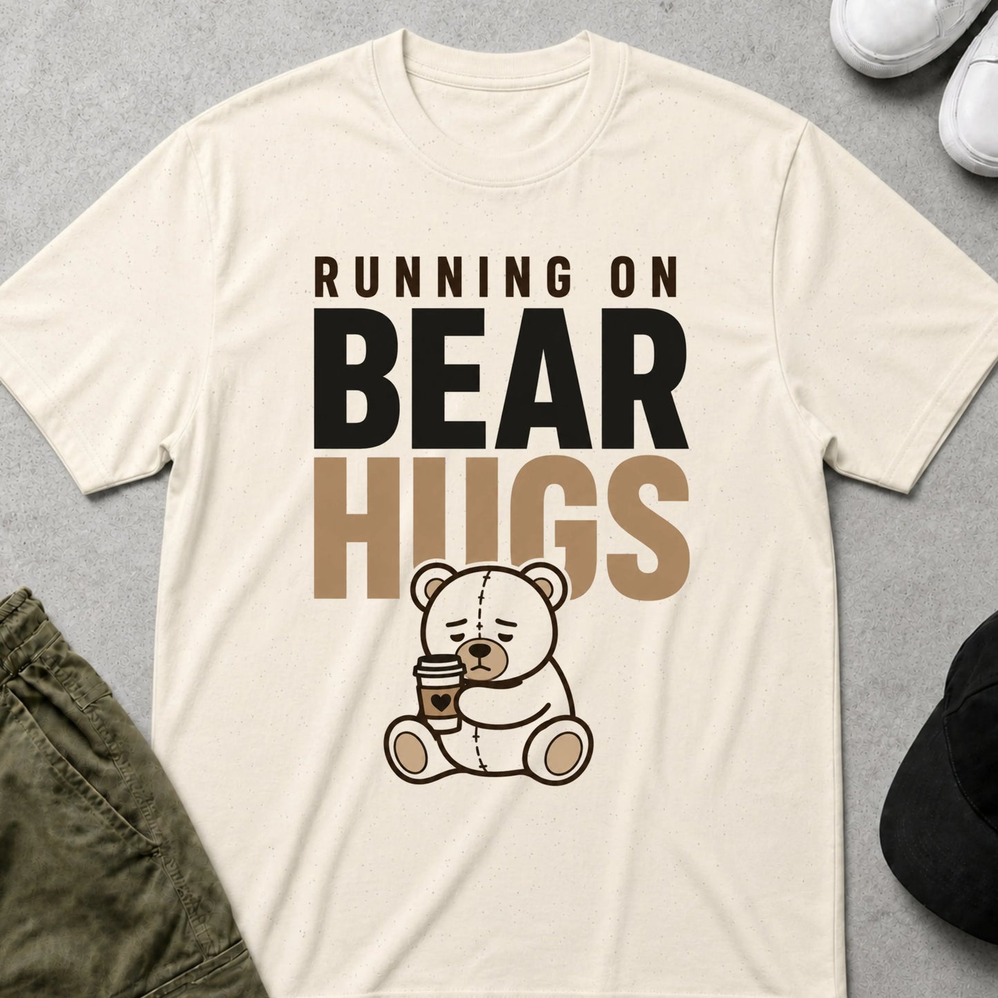 Bear Hugs & Coffee T-Shirt Natural