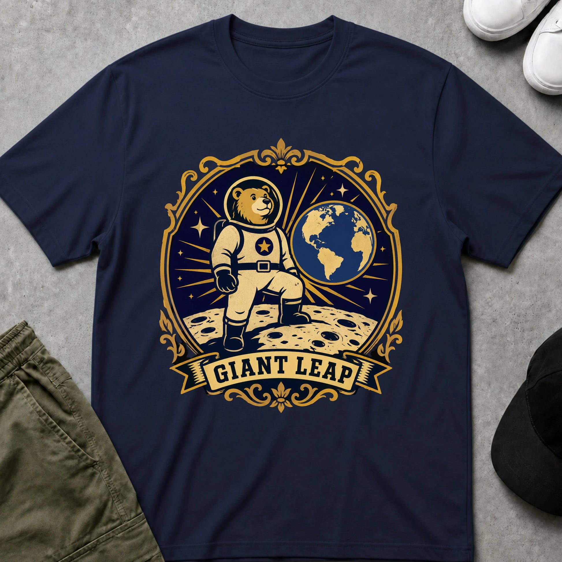 Cool Teds Teddy-Bear Bear on the Moon T-Shirt Navy / S
