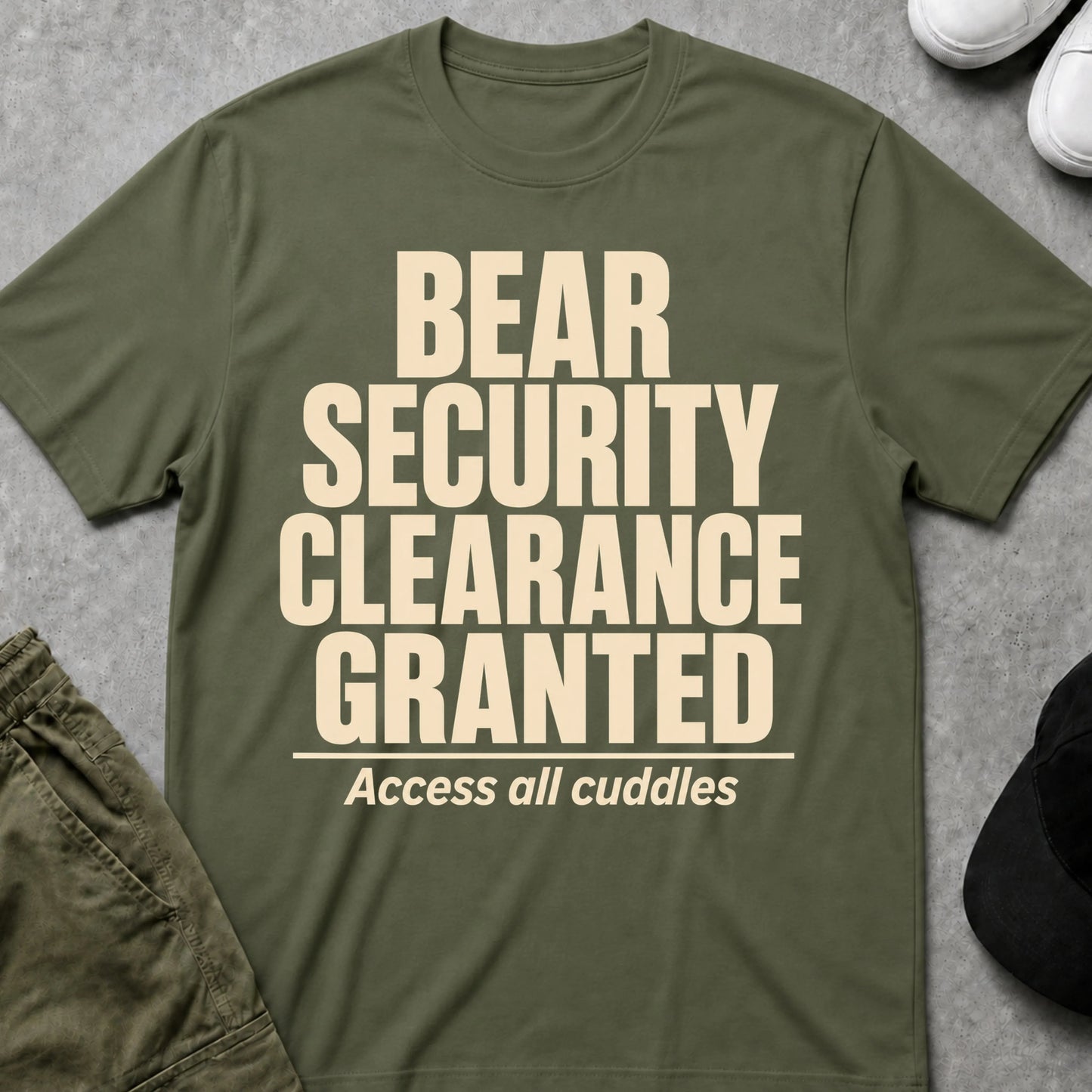 Cool Teds Teddy-Bear Bear Security T-Shirt Military Green / S