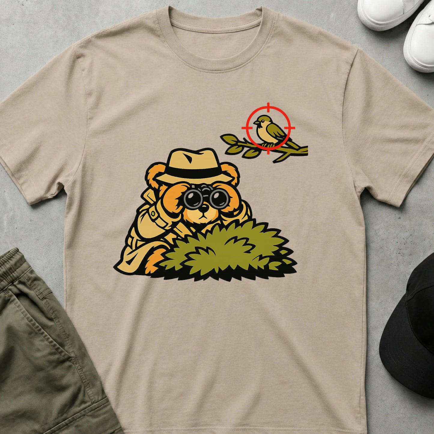 Birding Bear T-Shirt Sand