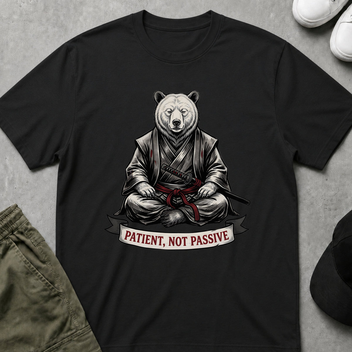Cool Teds Teddy-Bear Patient Not Passive T-Shirt Black / S