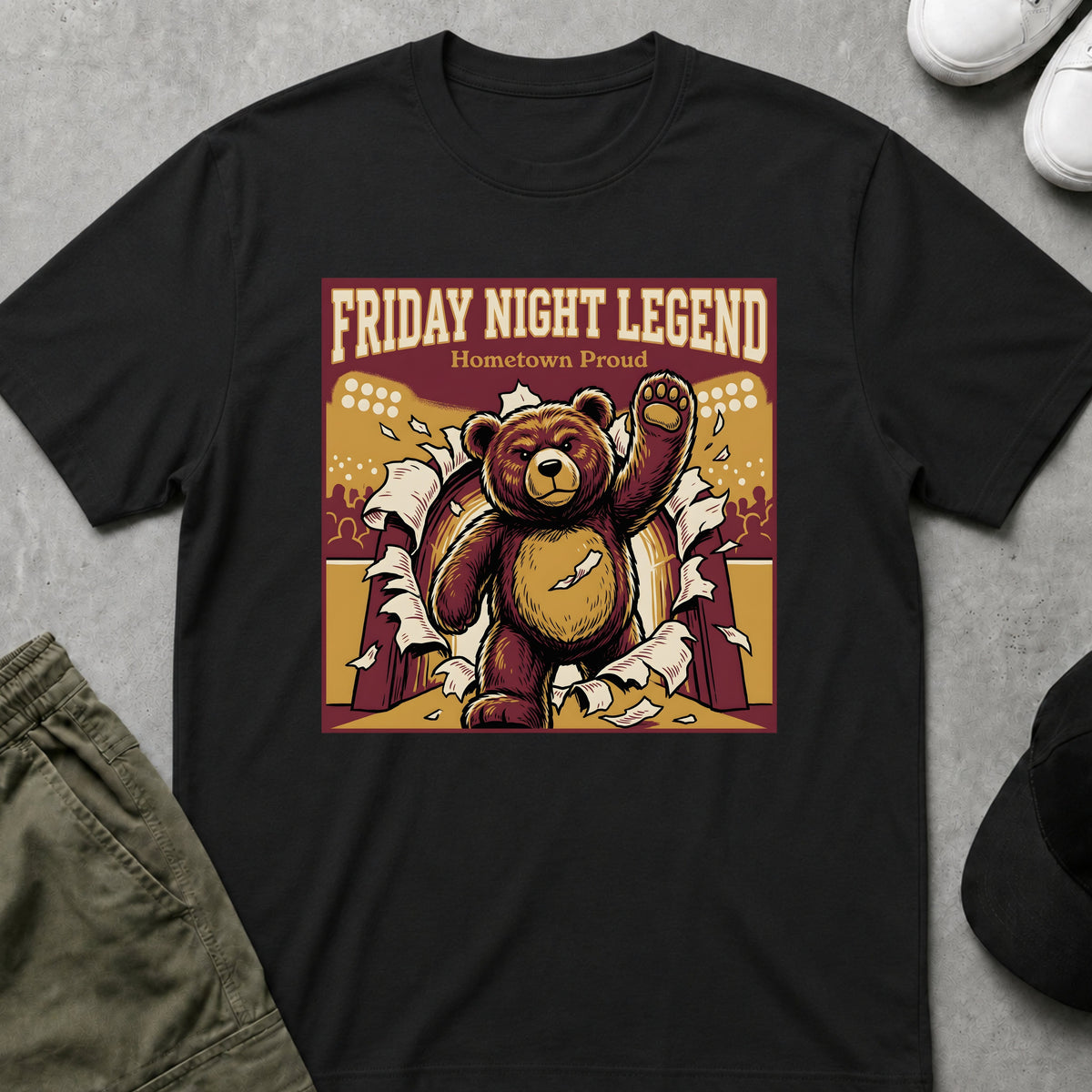 Printify Teddy-Bear Friday Night Legend T-Shirt Black / S