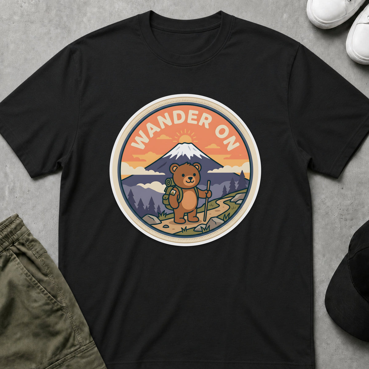 Printify Teddy-Bear Wander On T-Shirt Black / S