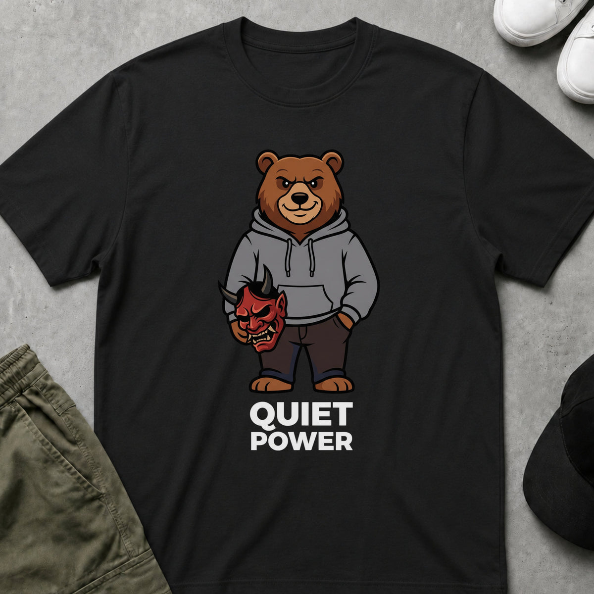 Cool Teds Teddy-Bear Quiet Power T-Shirt Black / S