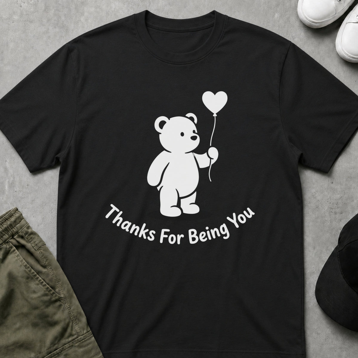 Printify Teddy-Bear Bear Heart Gratitude T-Shirt Black / S
